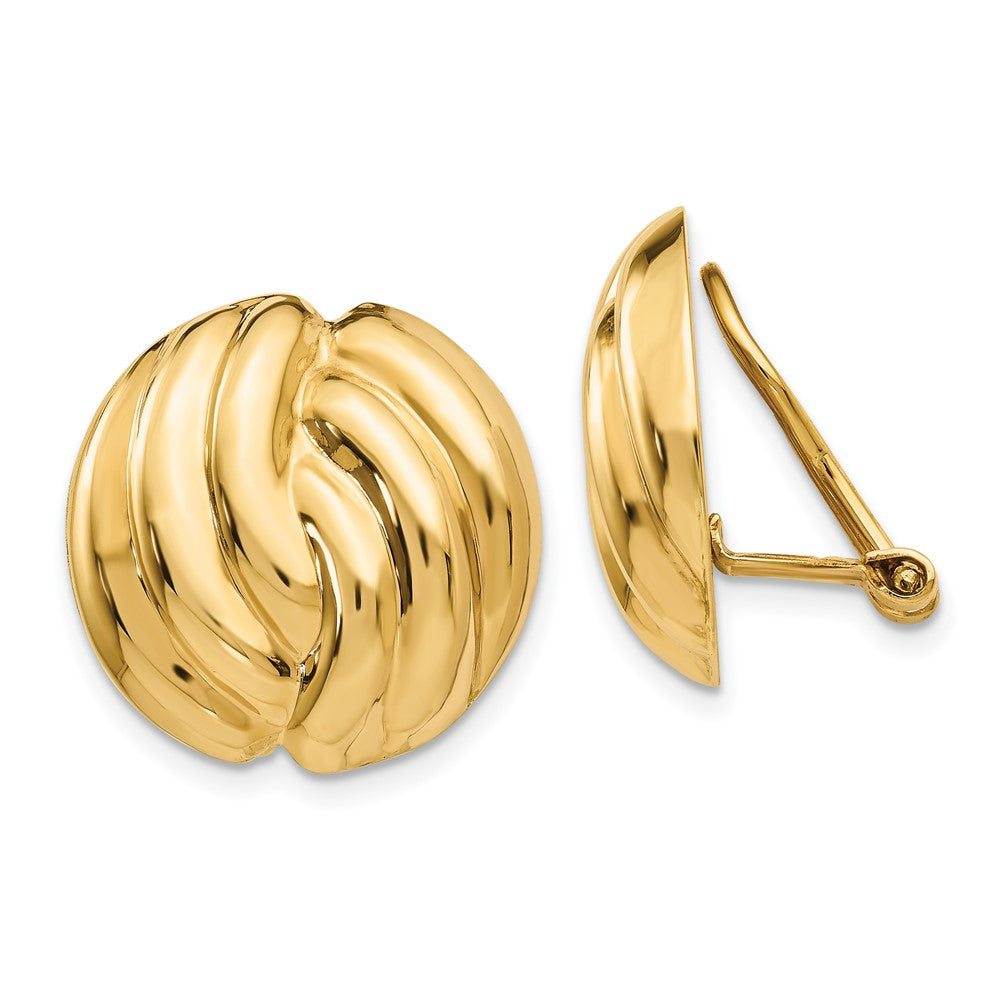 14k Yellow Gold 18 mm Omega Clip Polished Non-pierced Earrings (4.92 grams)