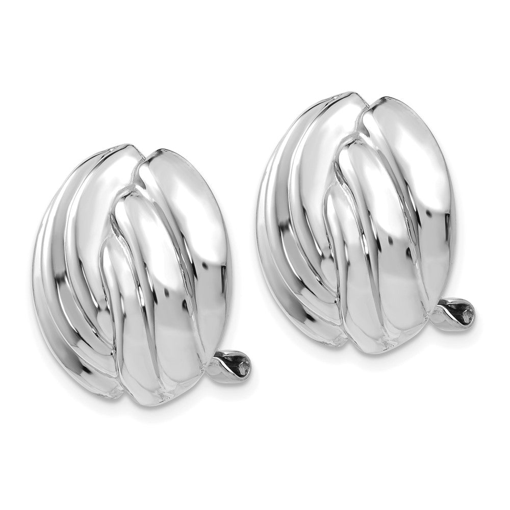 14k White Gold 18 mm Omega Clip Non-pierced Earrings (5.05 grams)