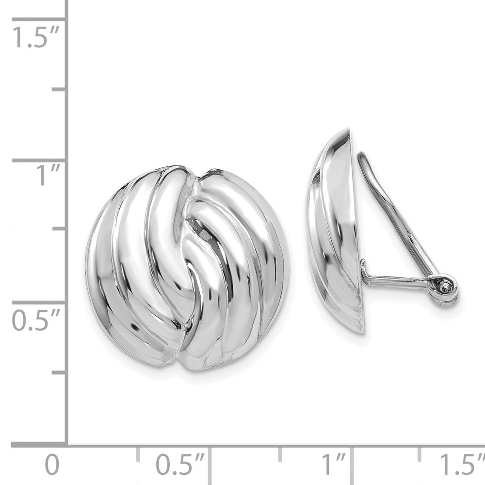 14k White Gold 18 mm Omega Clip Non-pierced Earrings (5.05 grams)
