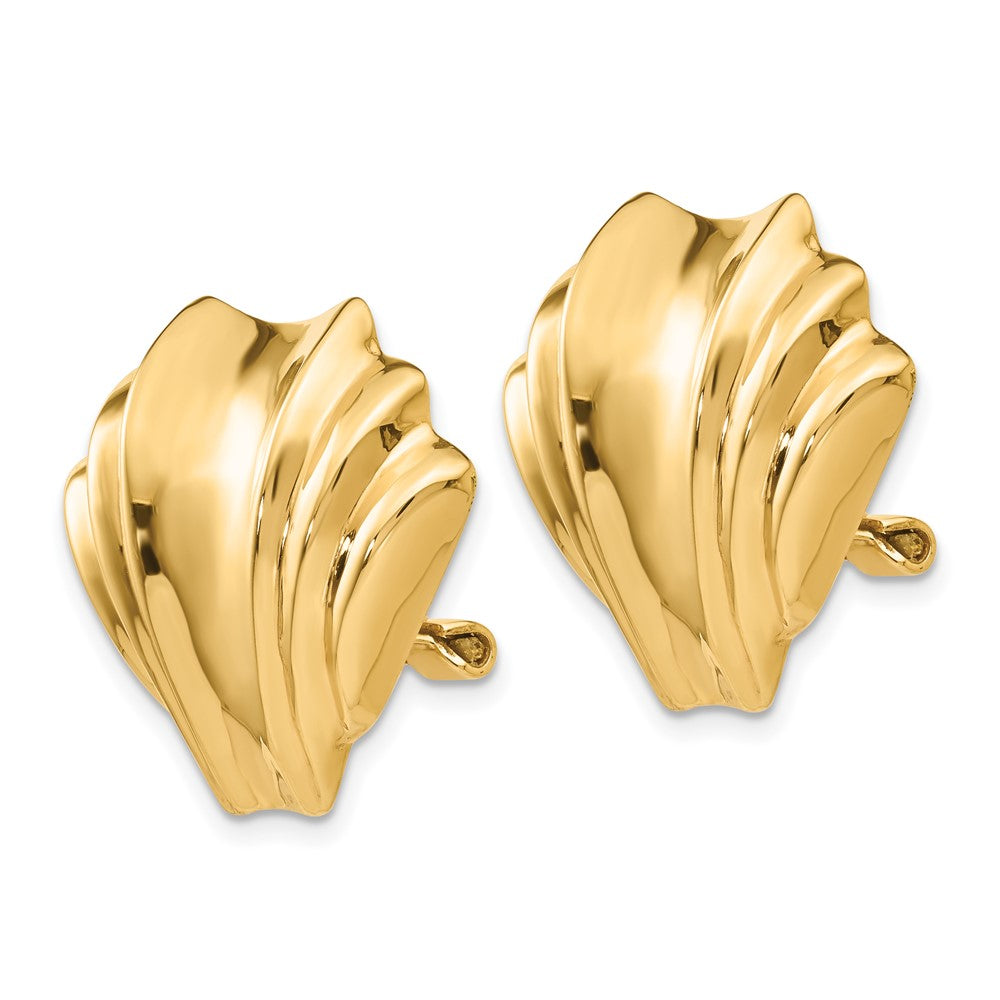 14k Yellow Gold 22 mm Omega Clip Polished Non-pierced Earrings (5.69 grams)