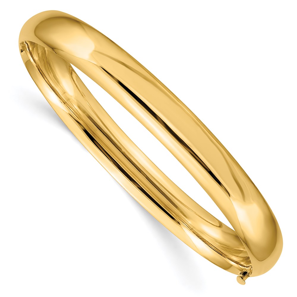 14k Yellow Gold 8 mm 5/16 Oversize High Polished Hinged Bangle Bracelet (9.83 grams)