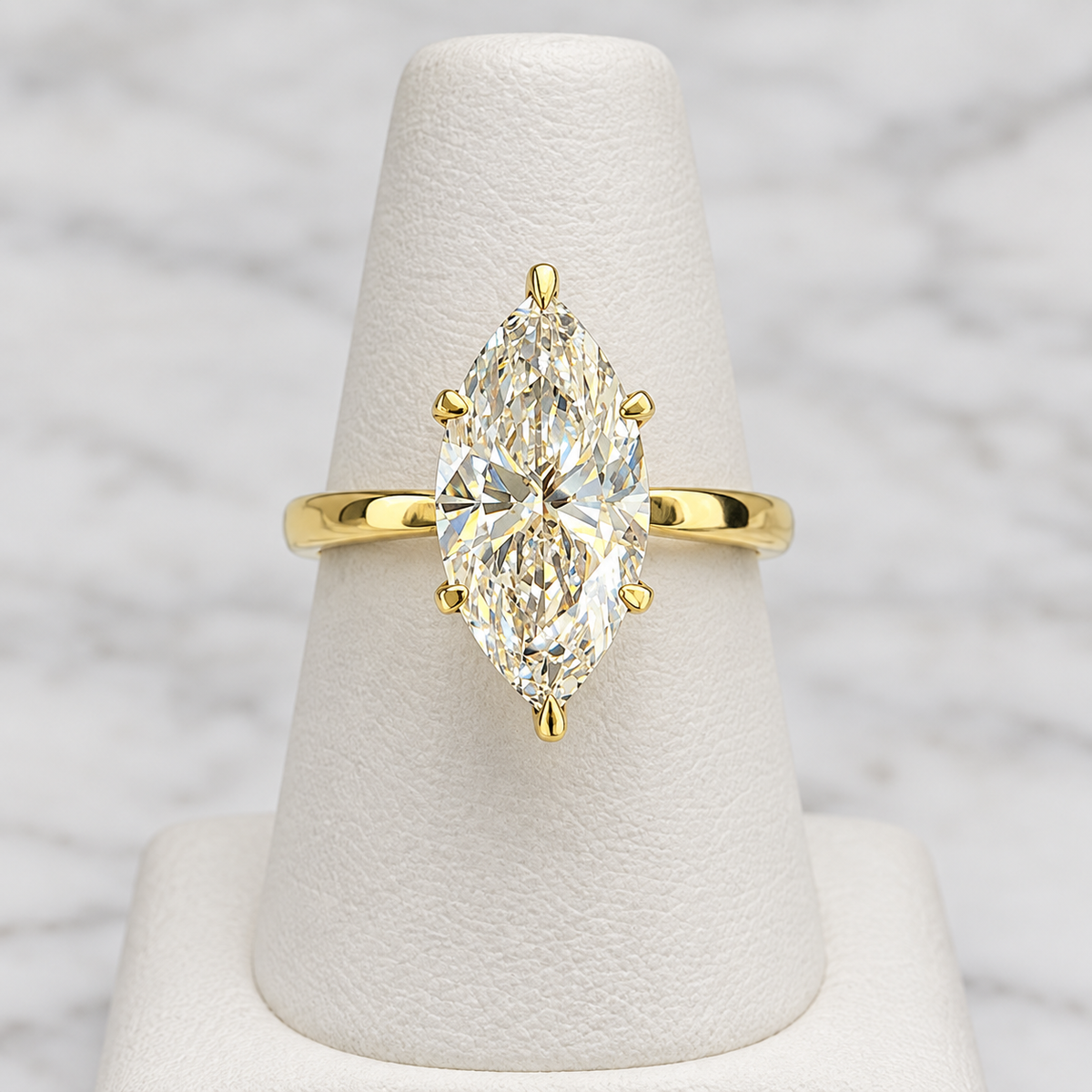 14k yellow gold 4.00 VS LAB diamond Marquise women’s bridal ring - Custom Special Order