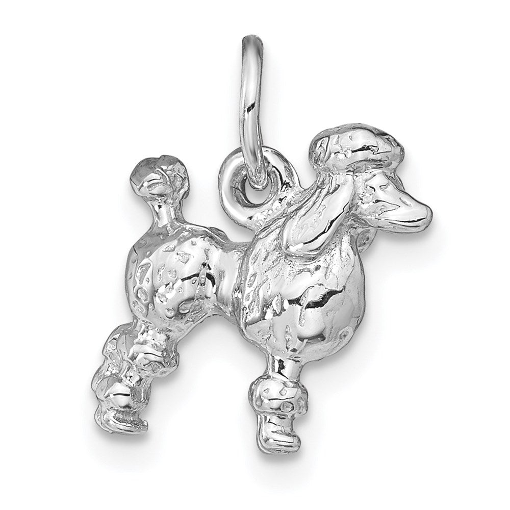 14k White Gold 13 mm Solid 3-D Poodle Charm (2.83 grams)