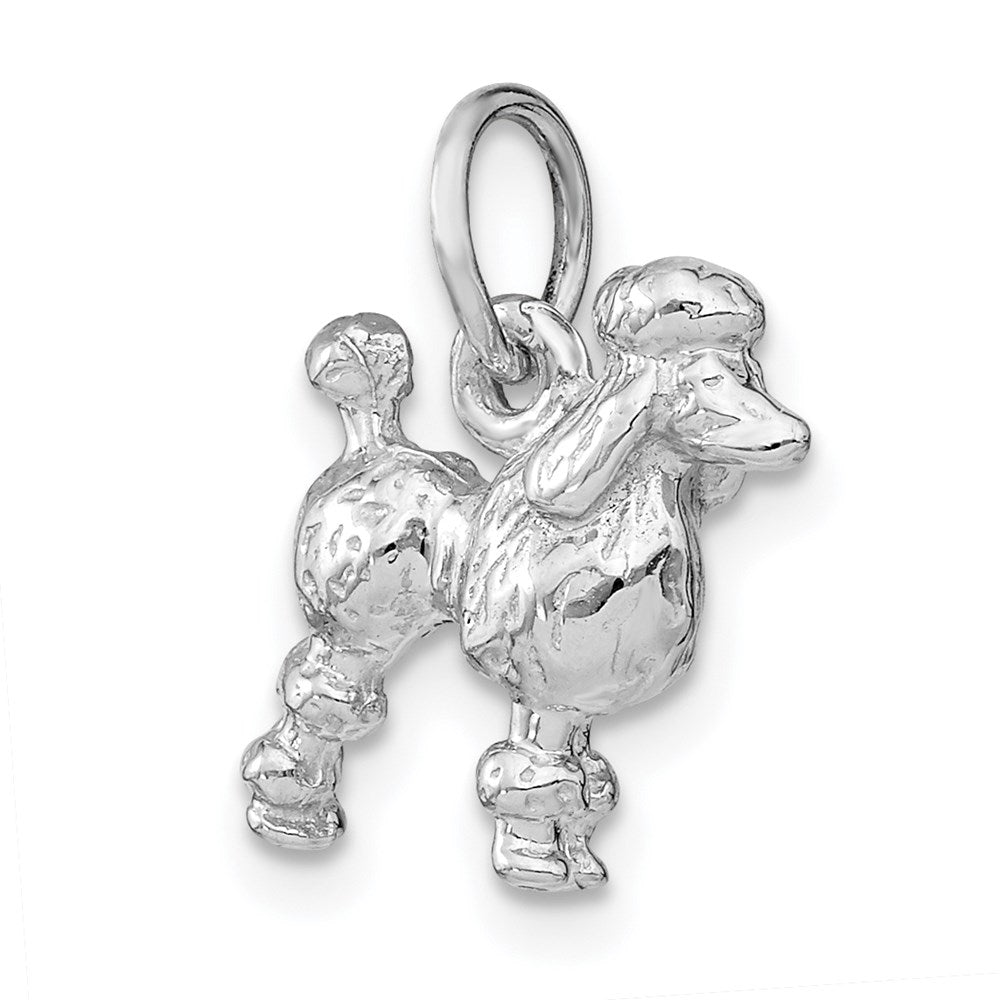 14k White Gold 13 mm Solid 3-D Poodle Charm (2.83 grams)