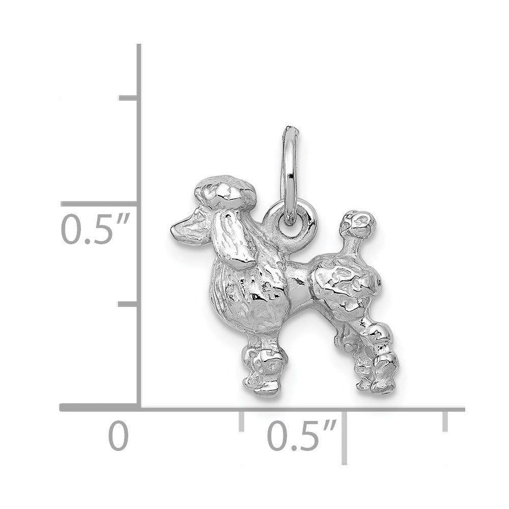 14k White Gold 13 mm Solid 3-D Poodle Charm (2.83 grams)