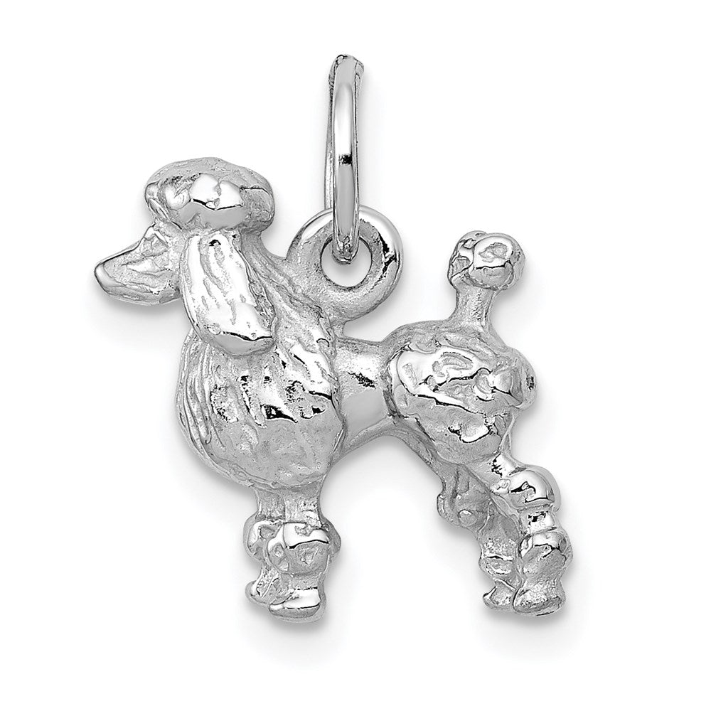 14k White Gold 13 mm Solid 3-D Poodle Charm (2.83 grams)