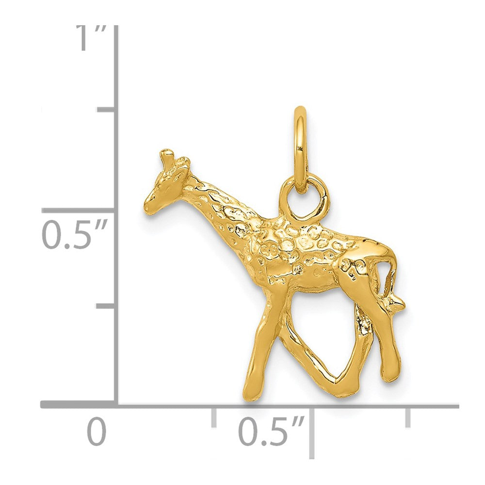14k Yellow Gold 17 mm Solid Polished 3-D Giraffe Charm (1.84 grams)