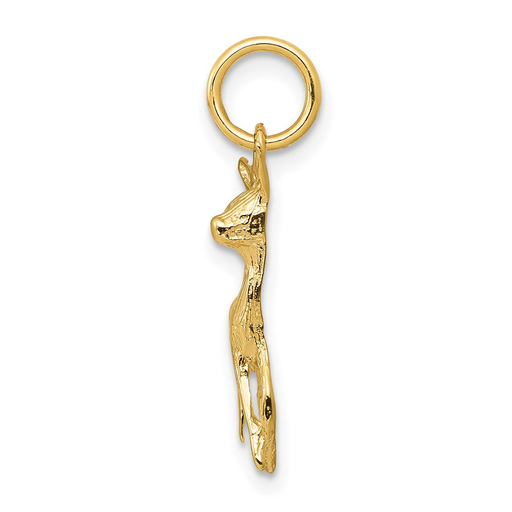14k Yellow Gold 9 mm Polished Open-Backed Deer Charm (0.51 grams)