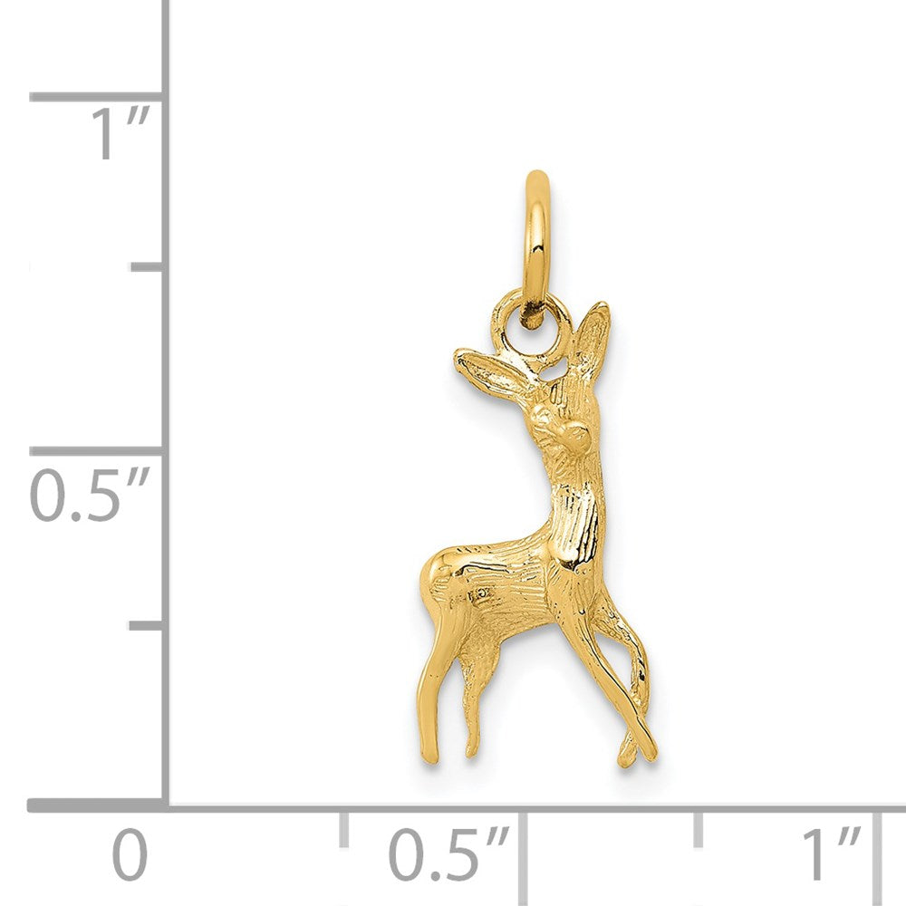 14k Yellow Gold 9 mm Polished Open-Backed Deer Charm (0.51 grams)