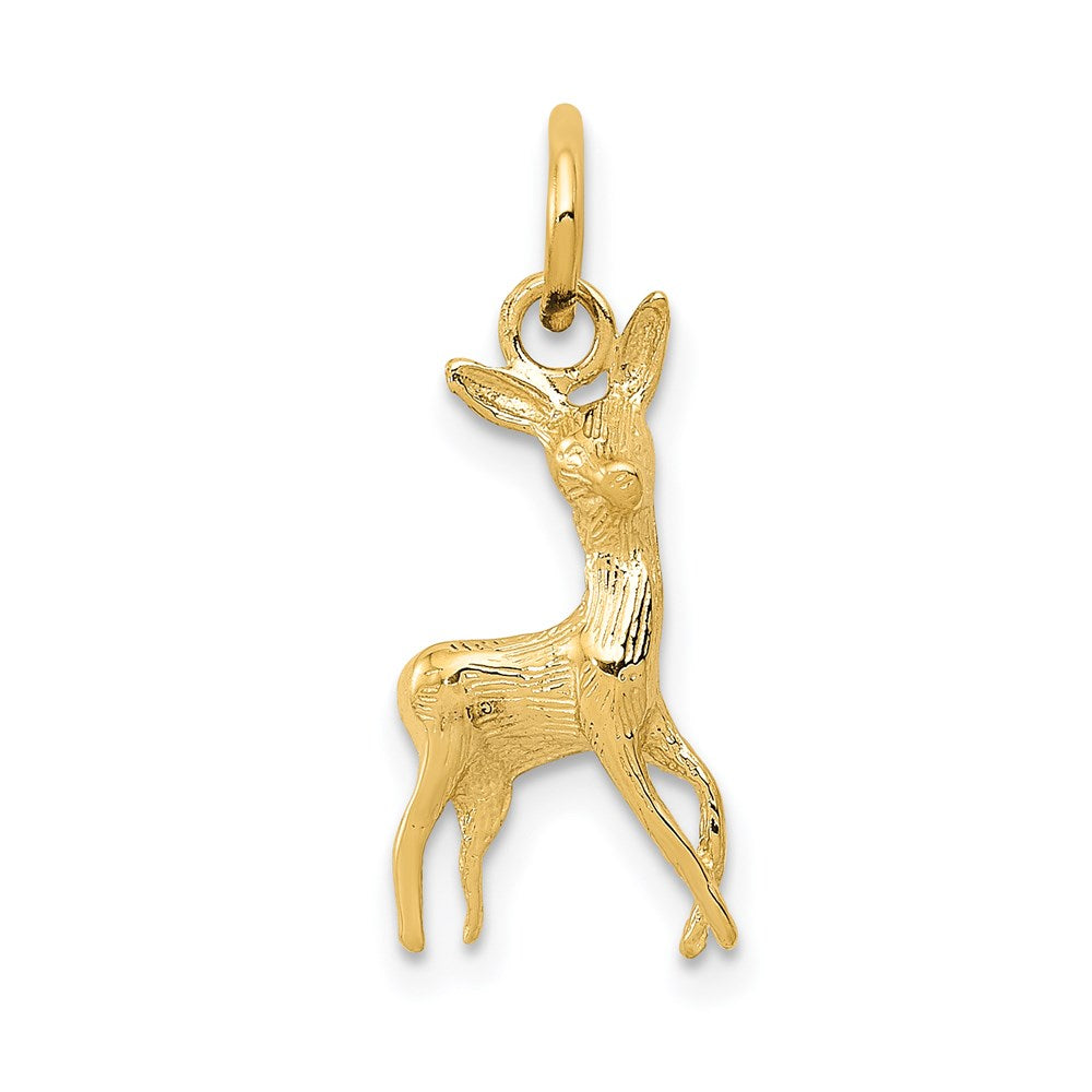 14k Yellow Gold 9 mm Polished Open-Backed Deer Charm (0.51 grams)