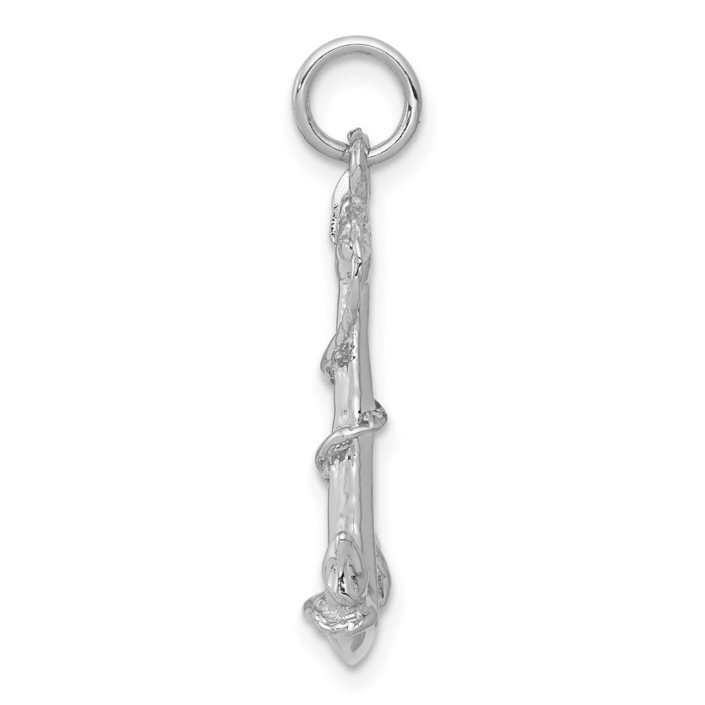 14k White Gold 14 mm Solid Polished 3-D Anchor Charm (1.46 grams)