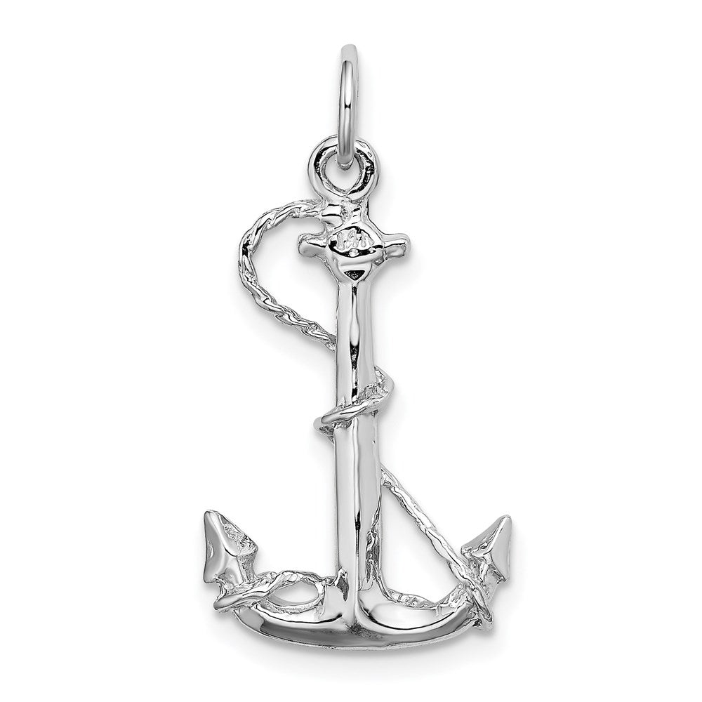 14k White Gold 14 mm Solid Polished 3-D Anchor Charm (1.46 grams)
