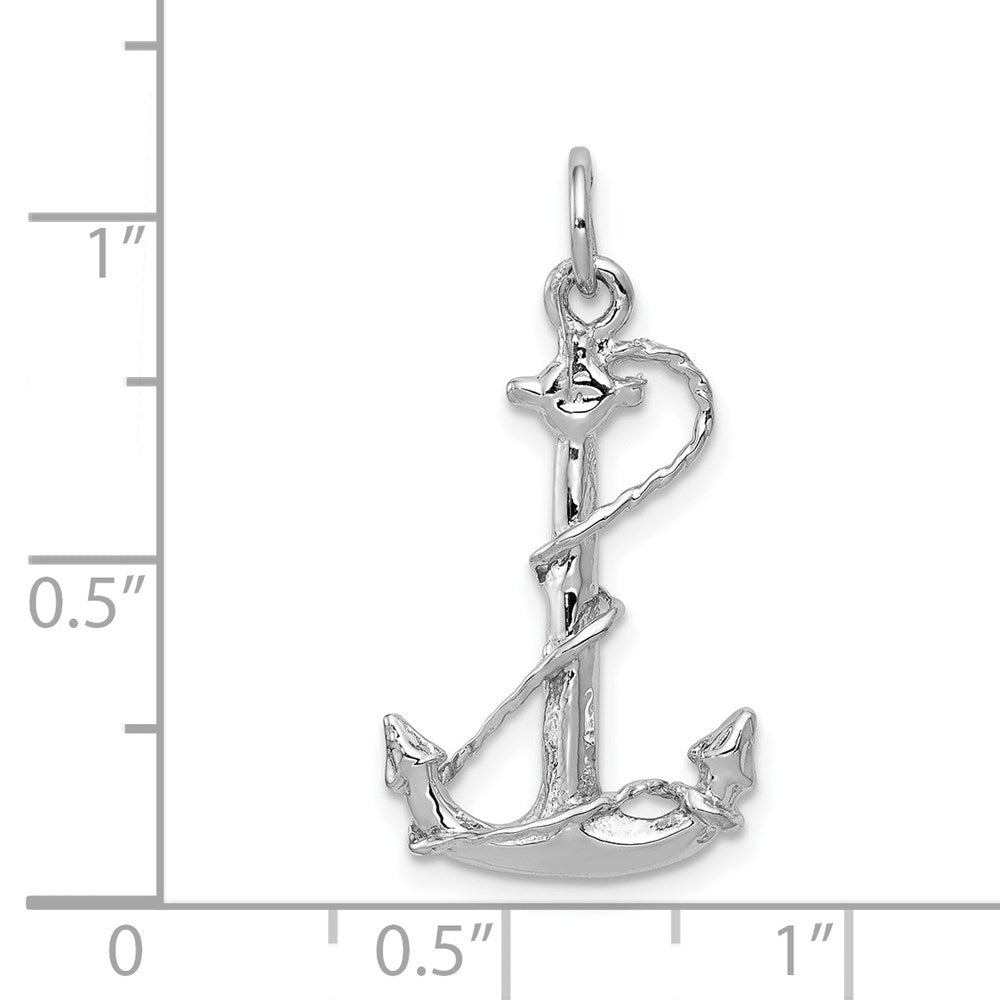 14k White Gold 14 mm Solid Polished 3-D Anchor Charm (1.46 grams)