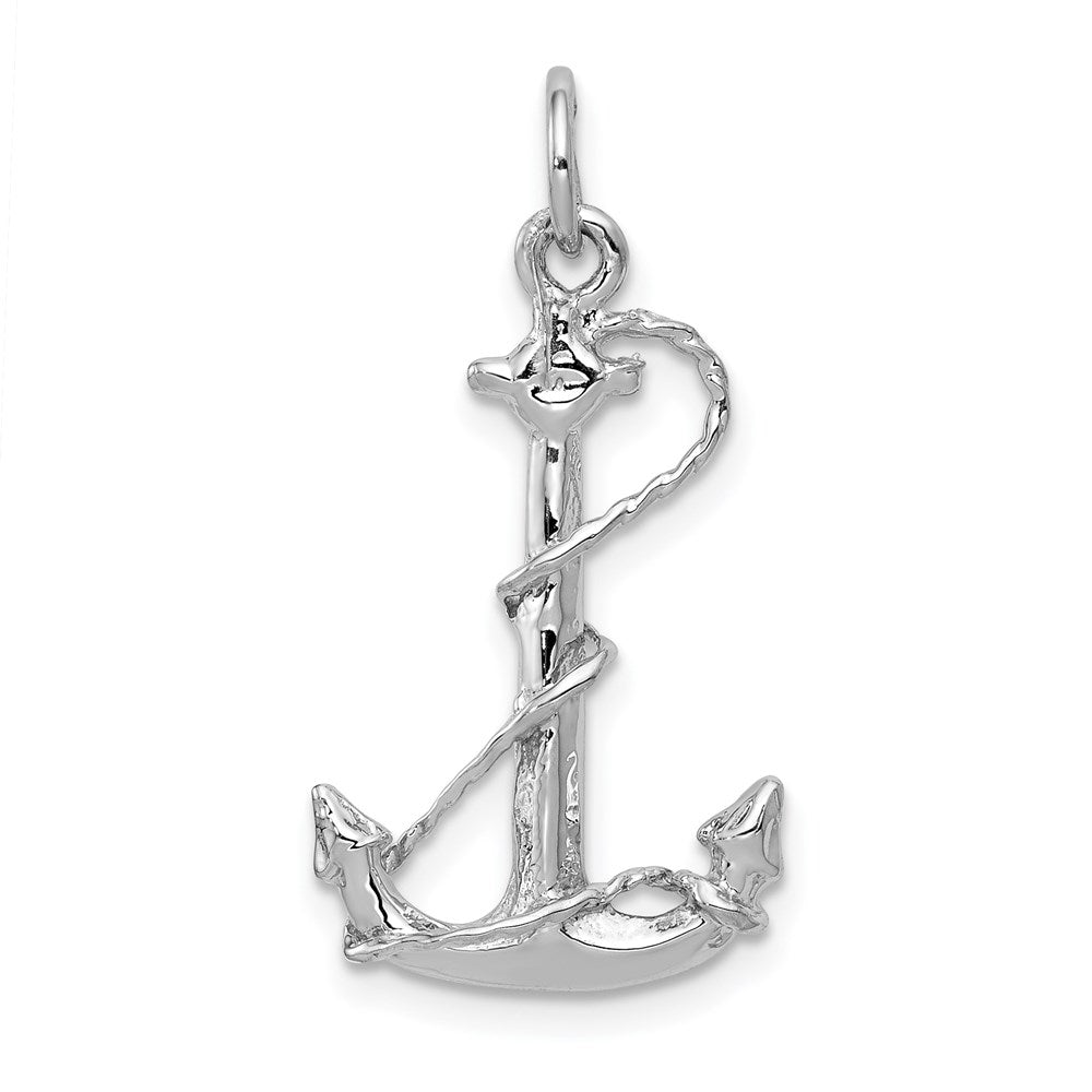 14k White Gold 14 mm Solid Polished 3-D Anchor Charm (1.46 grams)