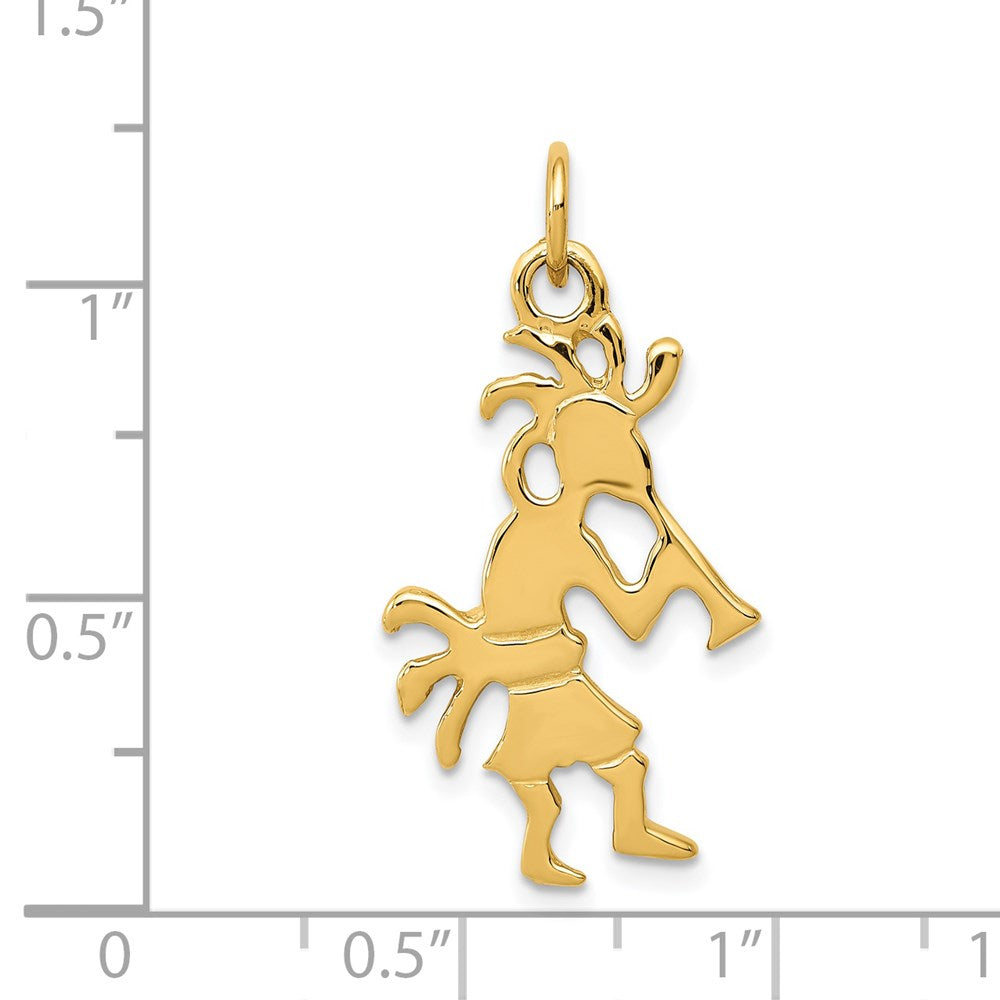 14k Yellow Gold 15 mm Polished 3-Dimensional Kokopelli Charm (2.26 grams)