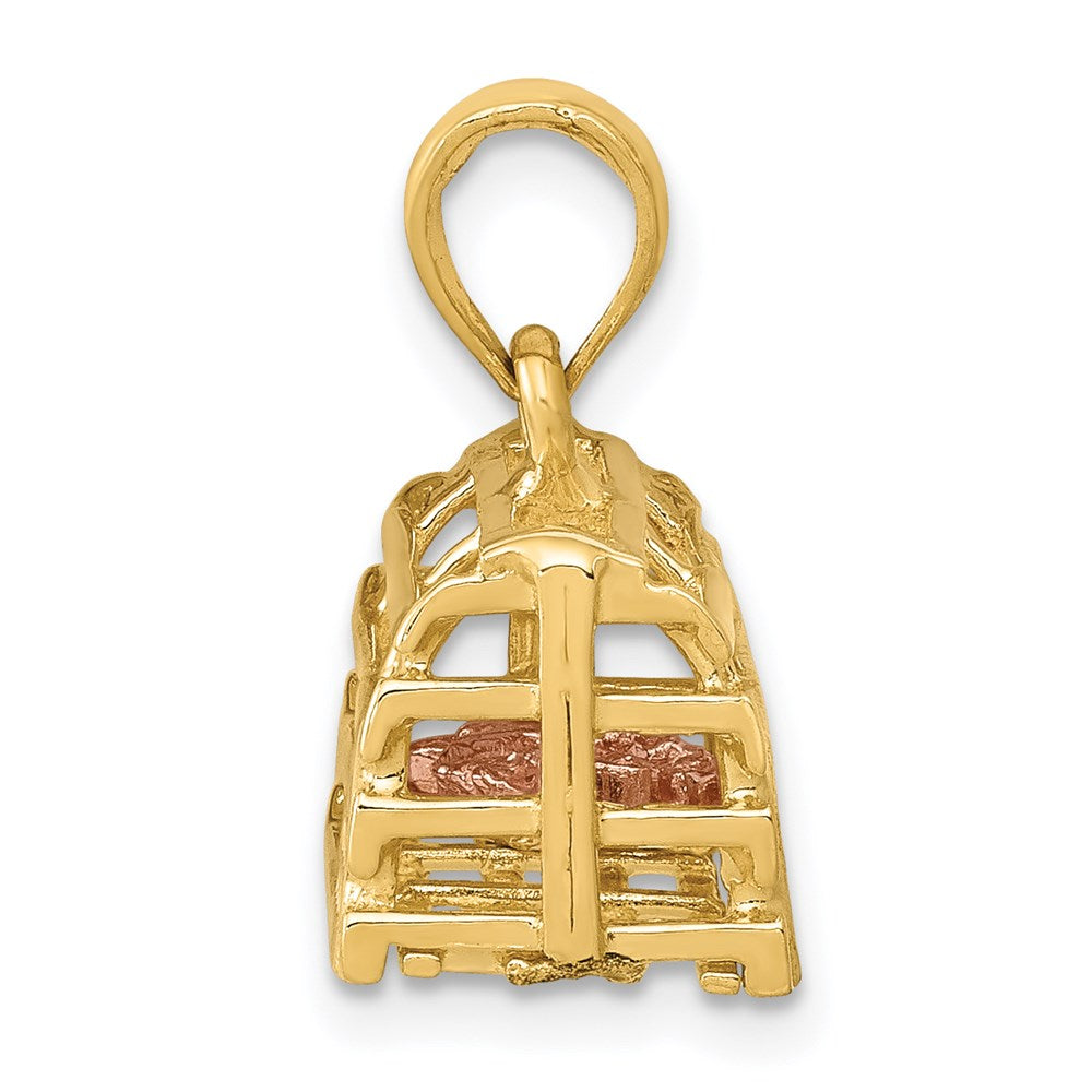 14k Two-tone 17 mm Two-Tone Polished 3-D Lobster Trap Pendant (2.53 grams)