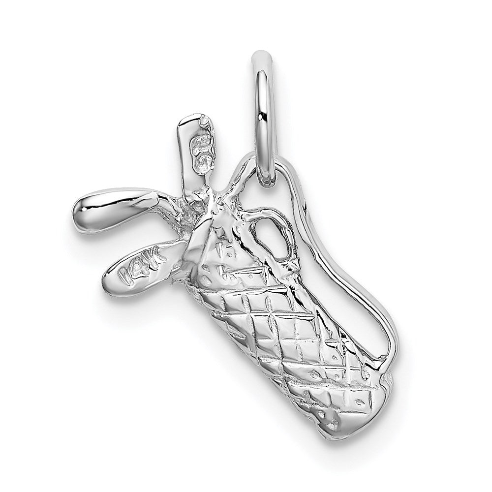 14k White Gold 9 mm Solid Polished 3-D Golf Bag/Clubs Charm (1.3 grams)