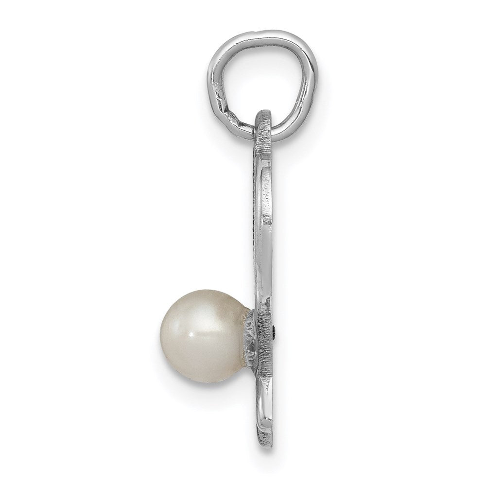 14k White Gold 13 mm Tennis Racquets W/FWC Pearl Charm (1.24 grams)