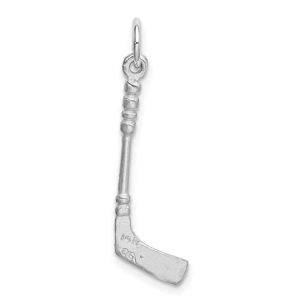 14k White Gold 9 mm Solid 3-D Enameled Hockey Stick Charm (0.77 grams)