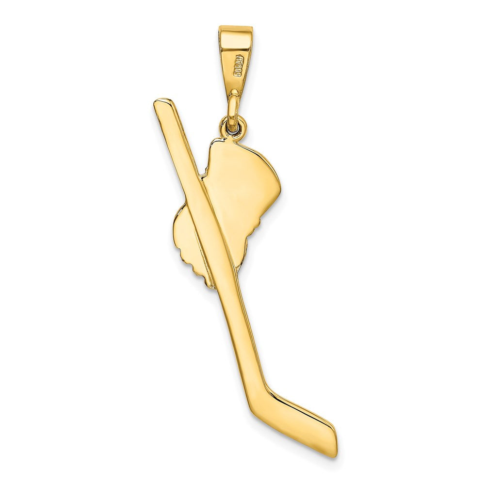 14k Yellow & Rhodium 21 mm Solid Polished Hockey Stick Pendant (2.29 grams)