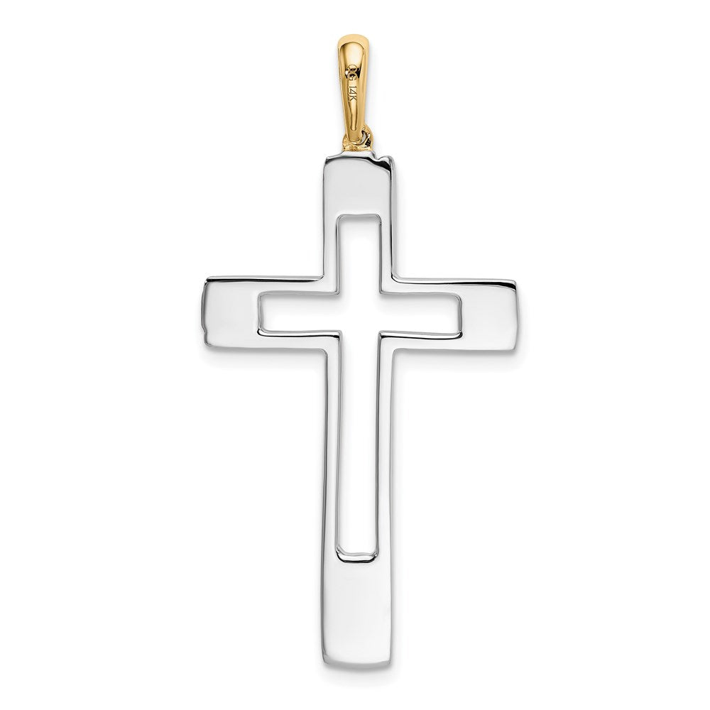 14k Two-tone 25 mm Fancy Cross Pendant (3.39 grams)