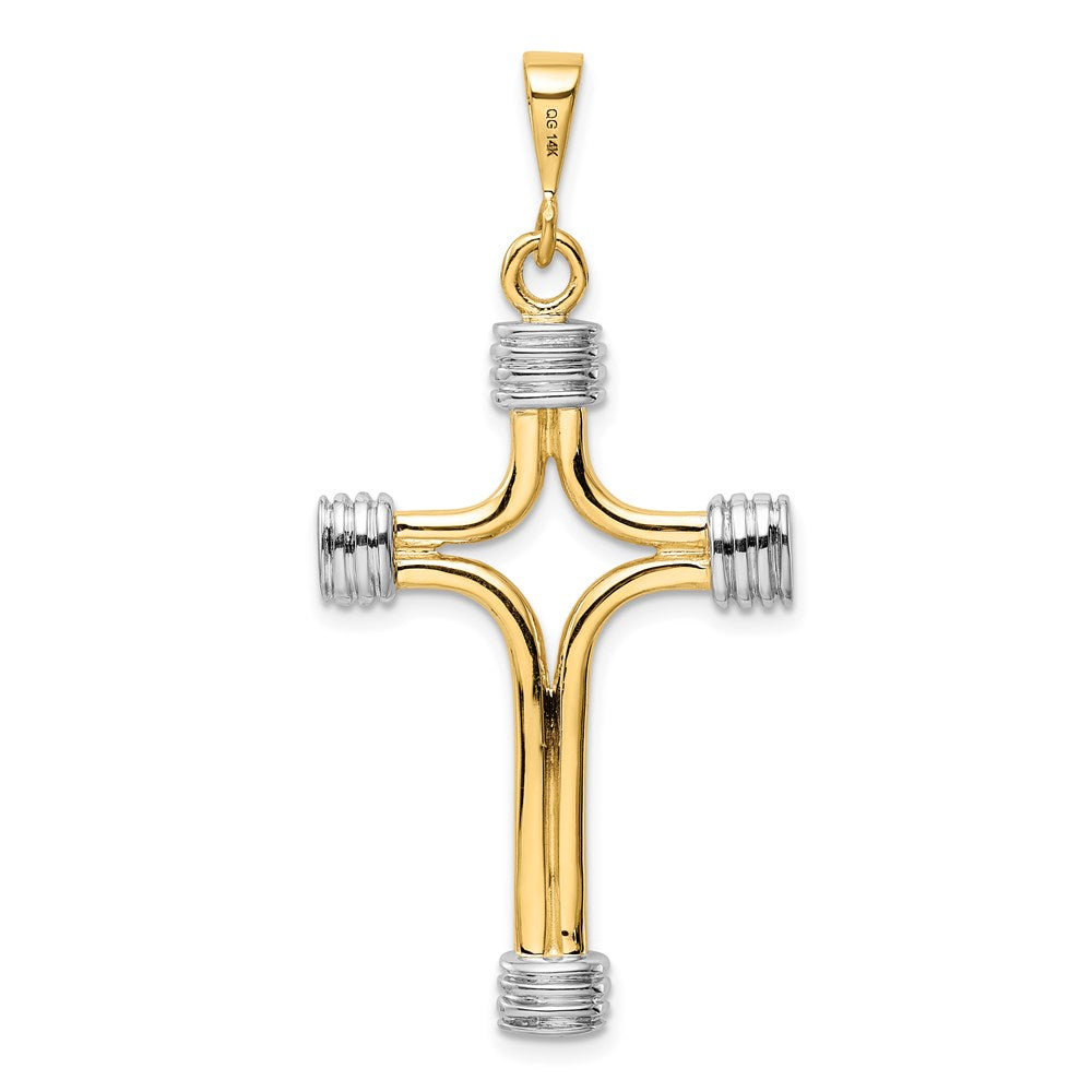 14k Yellow & Rhodium 23.5 mm Fancy Cross Pendant (5.17 grams)