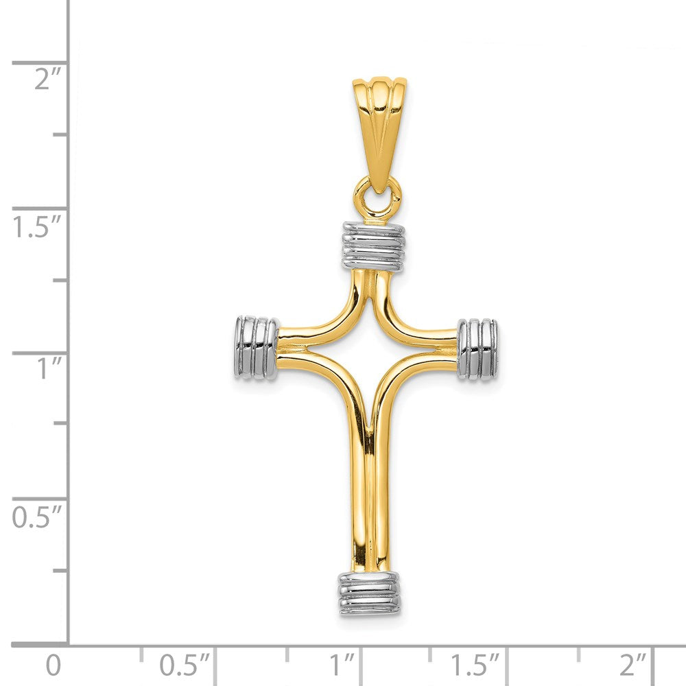 14k Yellow & Rhodium 23.5 mm Fancy Cross Pendant (5.17 grams)