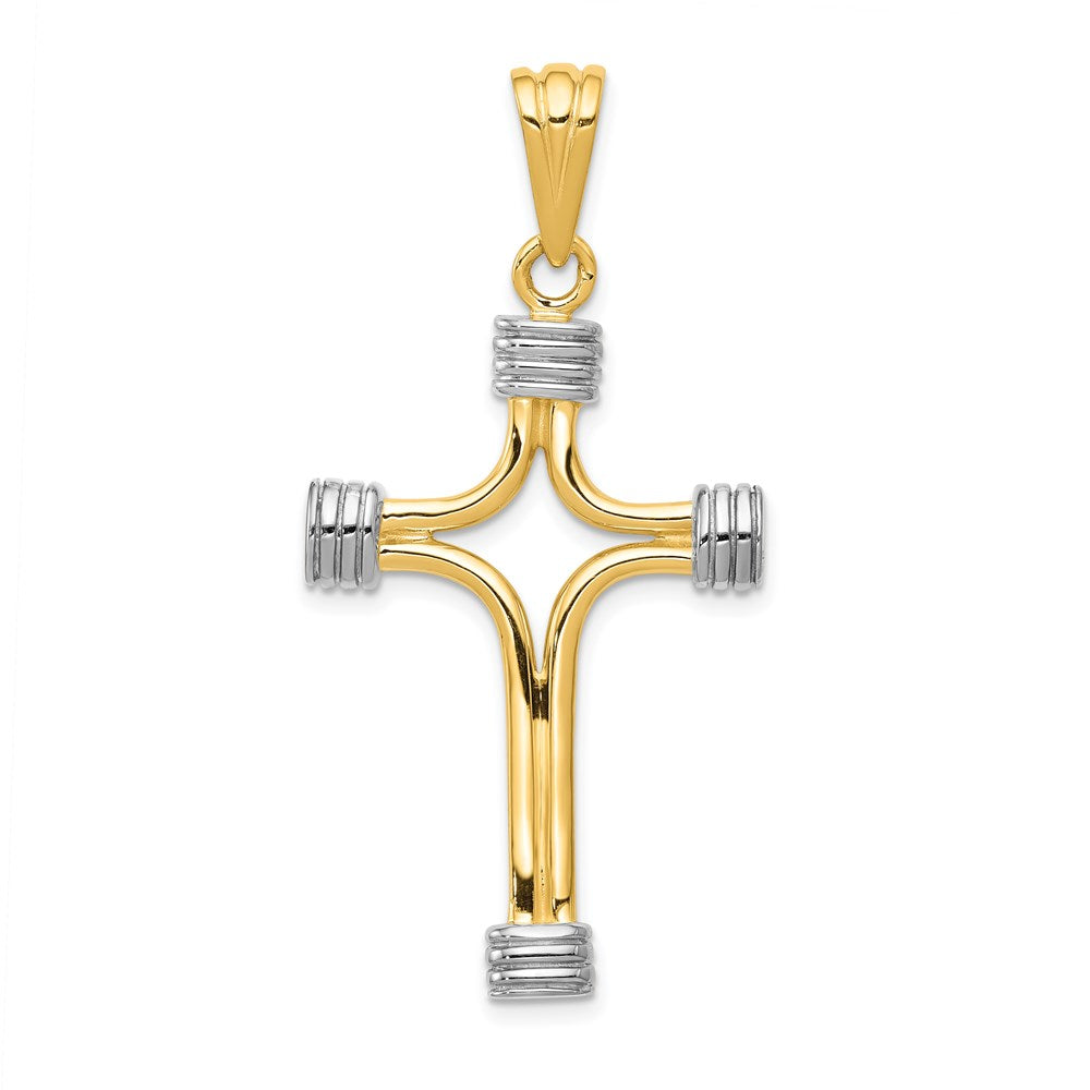 14k Yellow & Rhodium 23.5 mm Fancy Cross Pendant (5.17 grams)