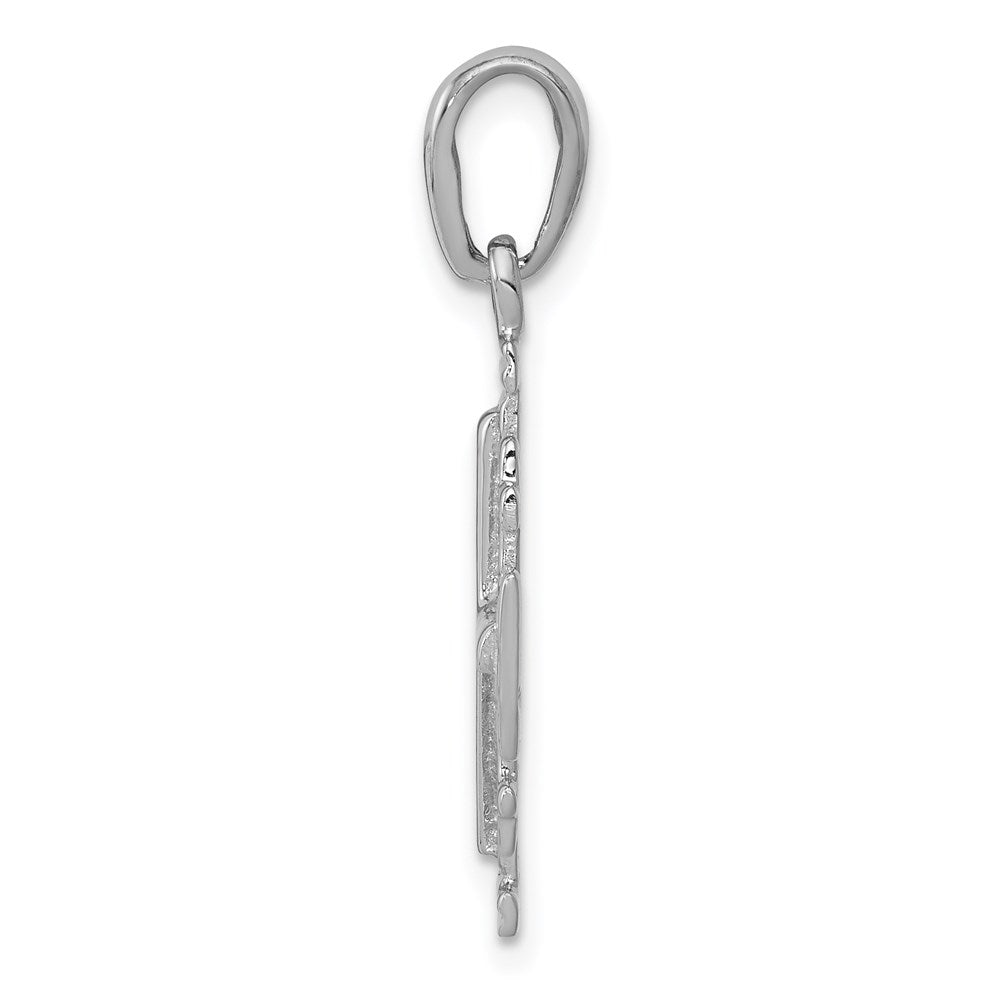 14k White Gold 24 mm Jerusalem Cross Pendant (2.57 grams)