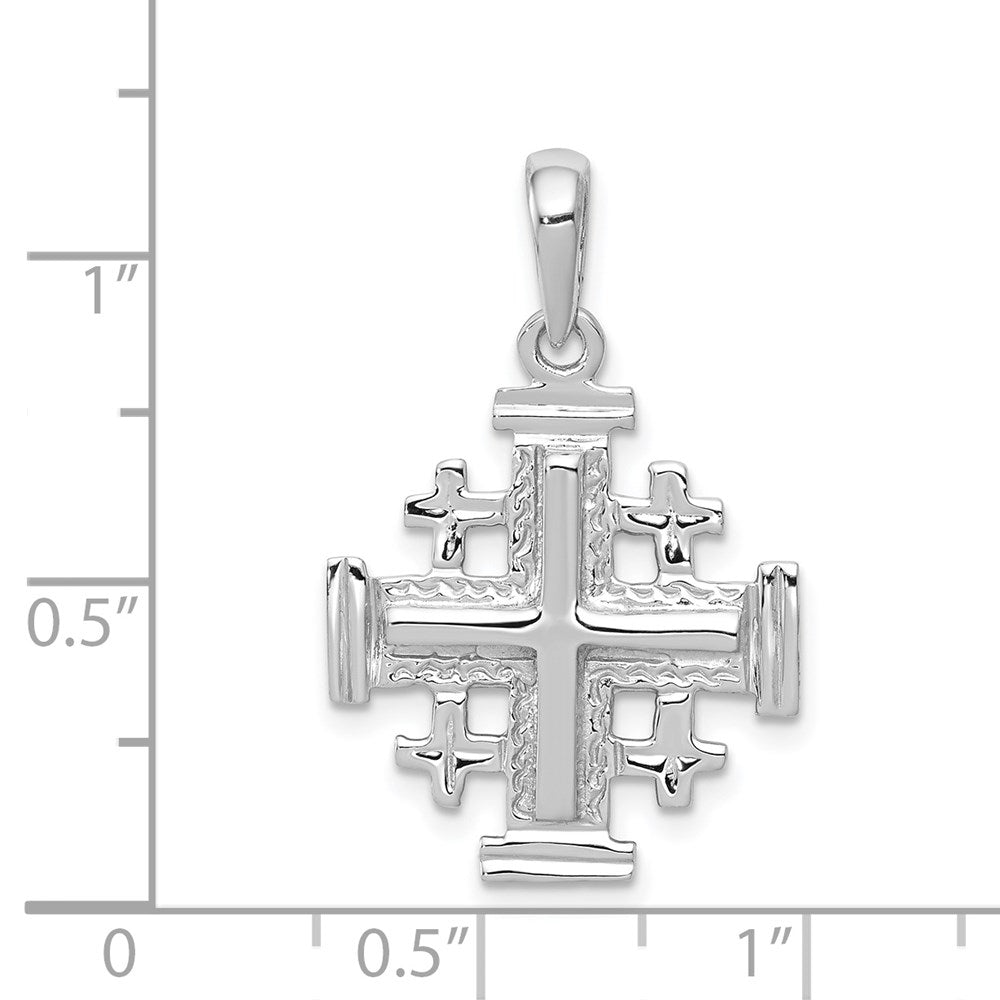 14k White Gold 24 mm Jerusalem Cross Pendant (2.57 grams)
