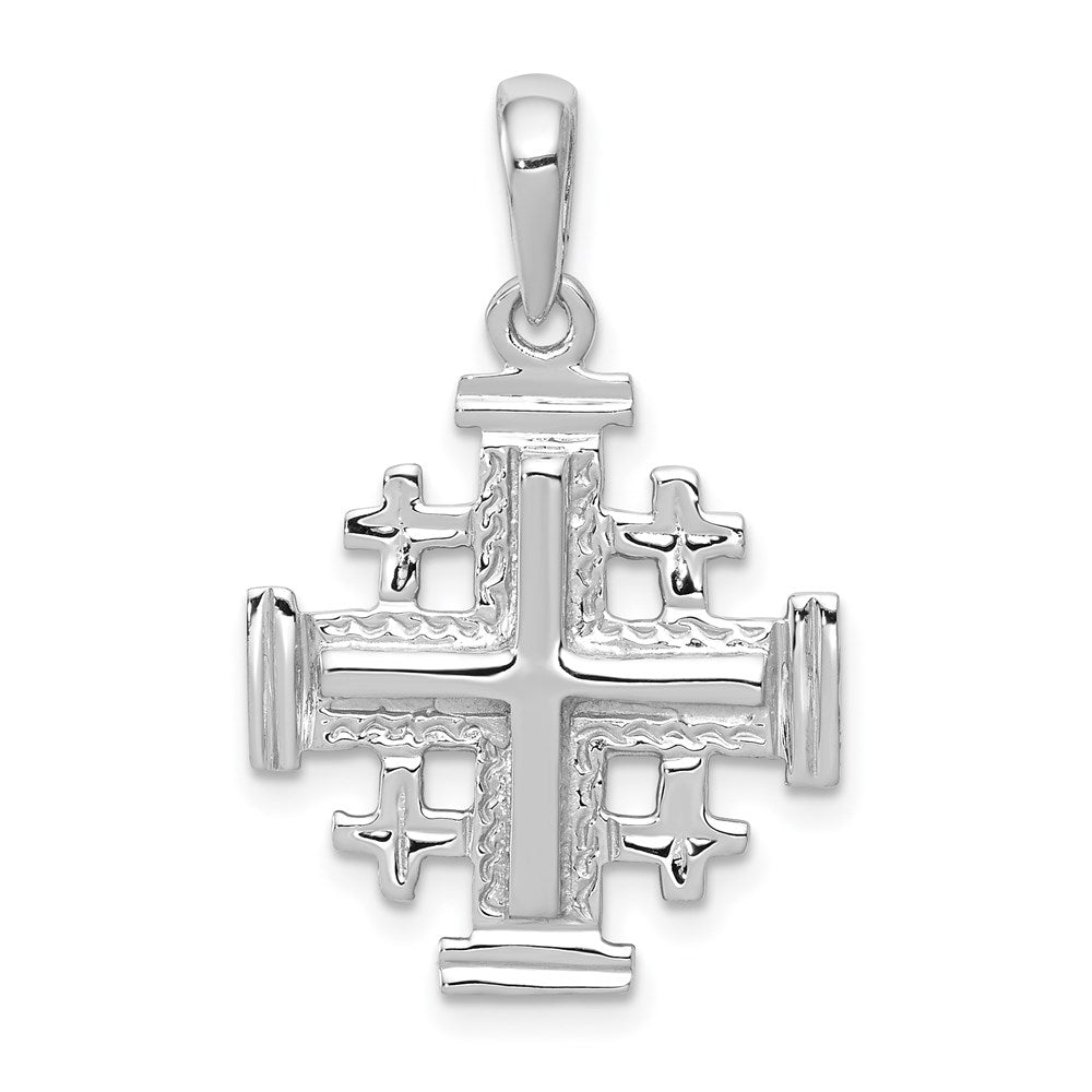 14k White Gold 24 mm Jerusalem Cross Pendant (2.57 grams)