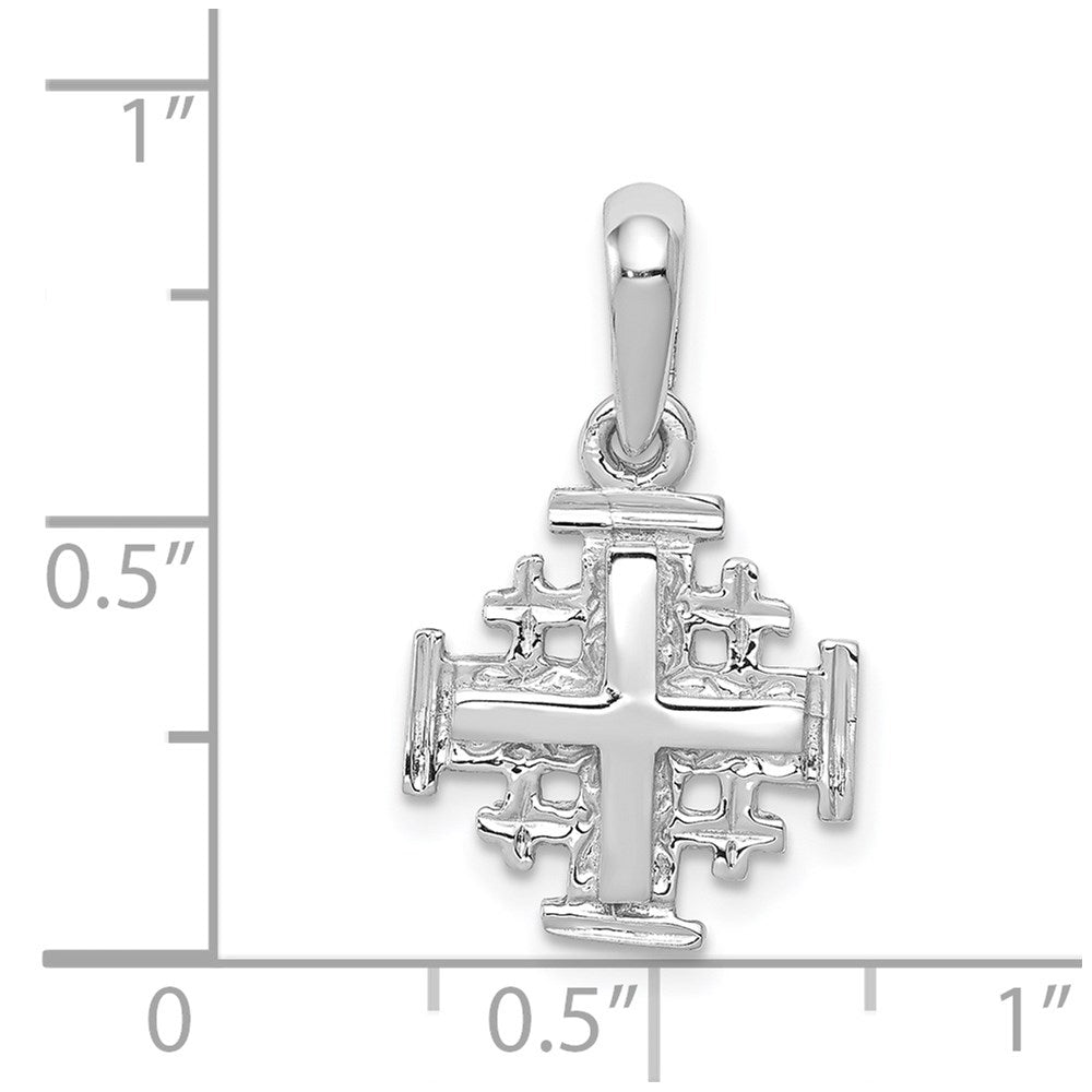14k White Gold 13 mm Jerusalem Cross Charm (1.39 grams)
