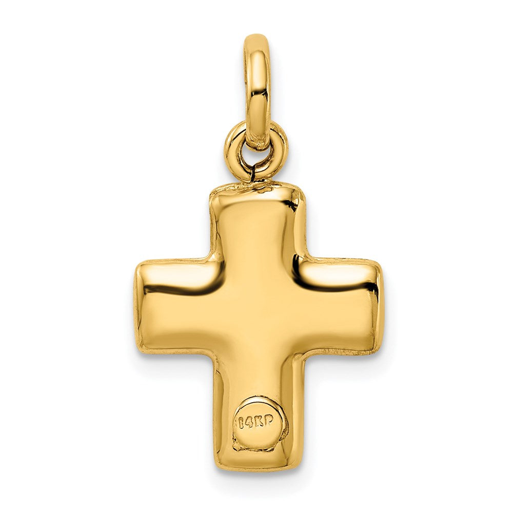 14k Yellow Gold 14 mm Puffed Cross Charm (1.23 grams)
