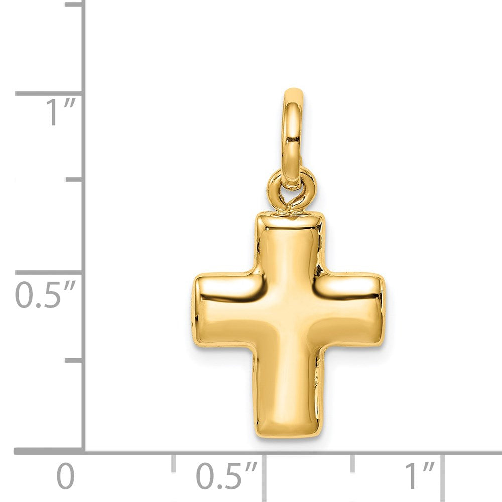 14k Yellow Gold 14 mm Puffed Cross Charm (1.23 grams)
