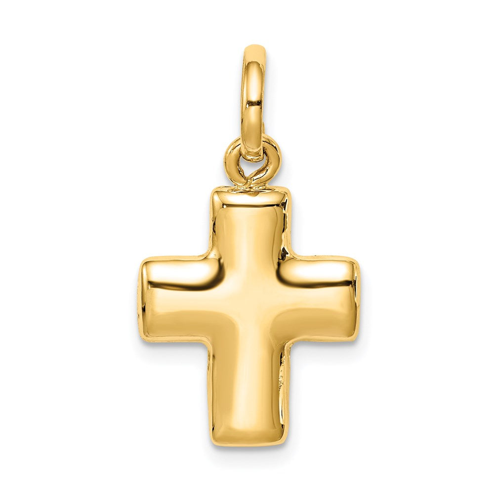 14k Yellow Gold 14 mm Puffed Cross Charm (1.23 grams)