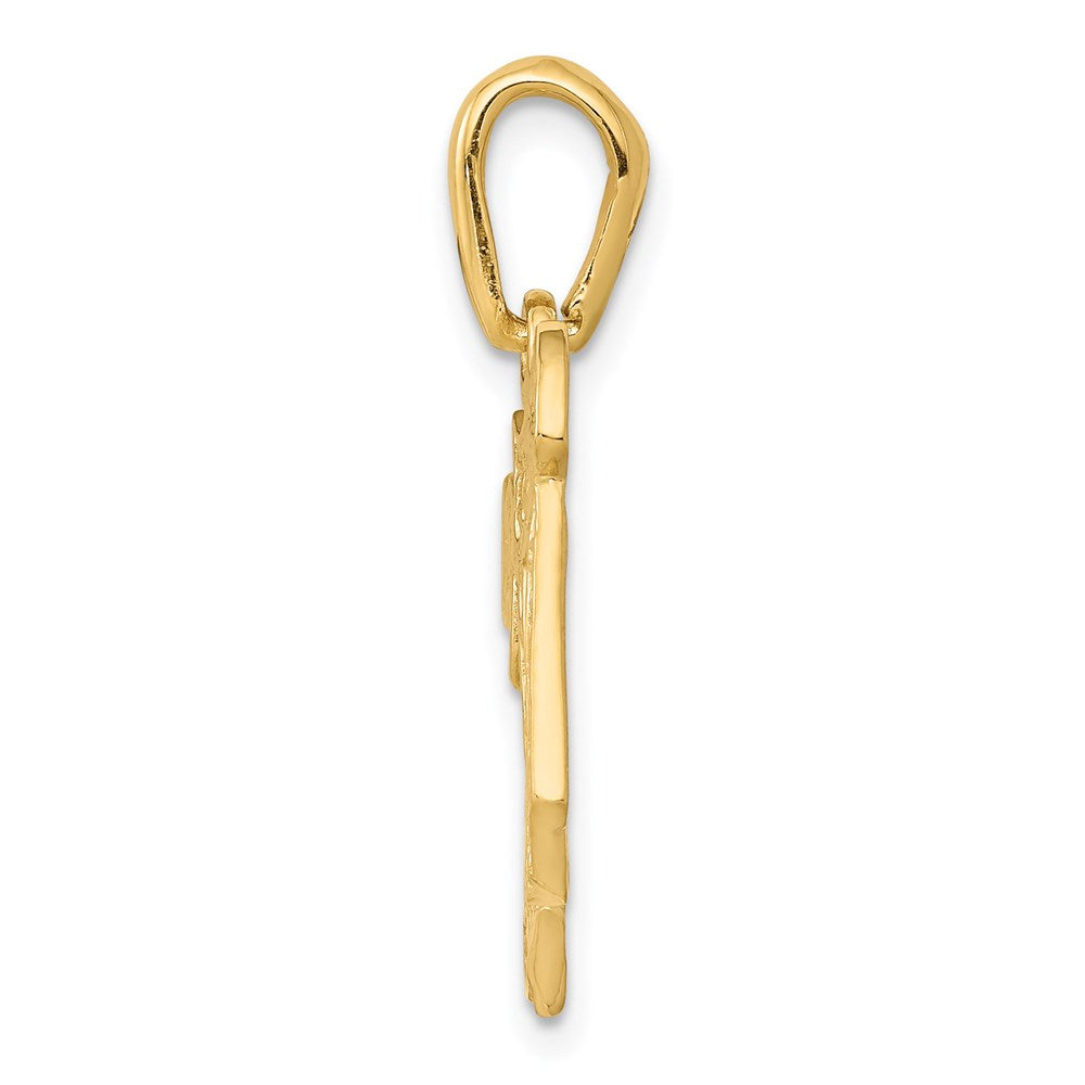 14k Yellow Gold 19 mm Filigree Chai Pendant (1.2 grams)