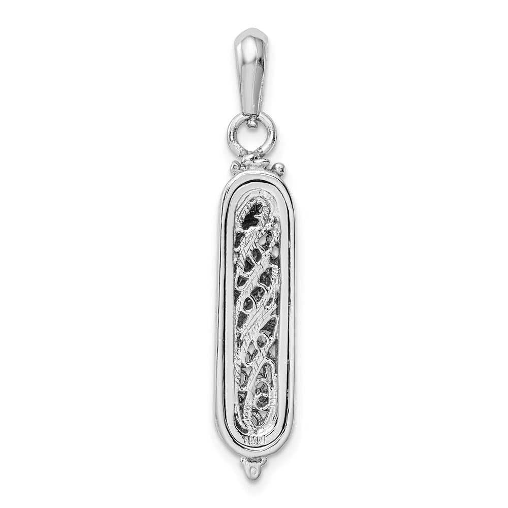 14k White Gold 7 mm 3D Mezuzah Pendant (2.93 grams)