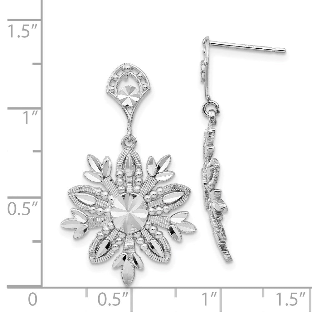 14k White Gold 18 mm Fancy Snowflake Dangle Earrings (2.91 grams)