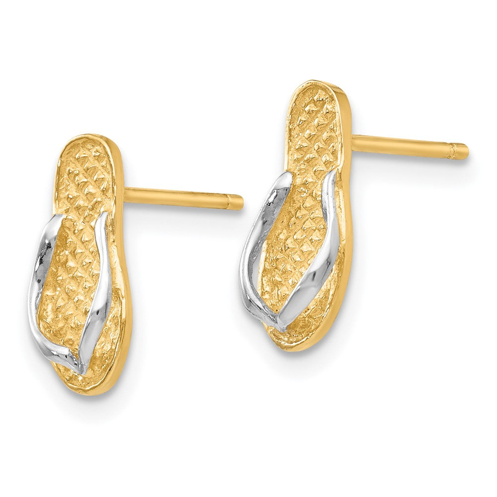 14k Yellow & Rhodium 5 mm Flip Flop Earrings (1.38 grams)