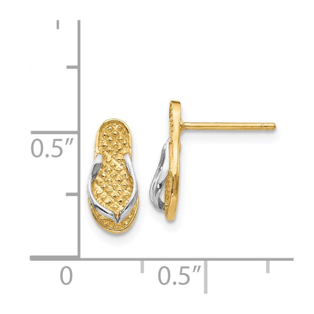 14k Yellow & Rhodium 5 mm Flip Flop Earrings (1.38 grams)