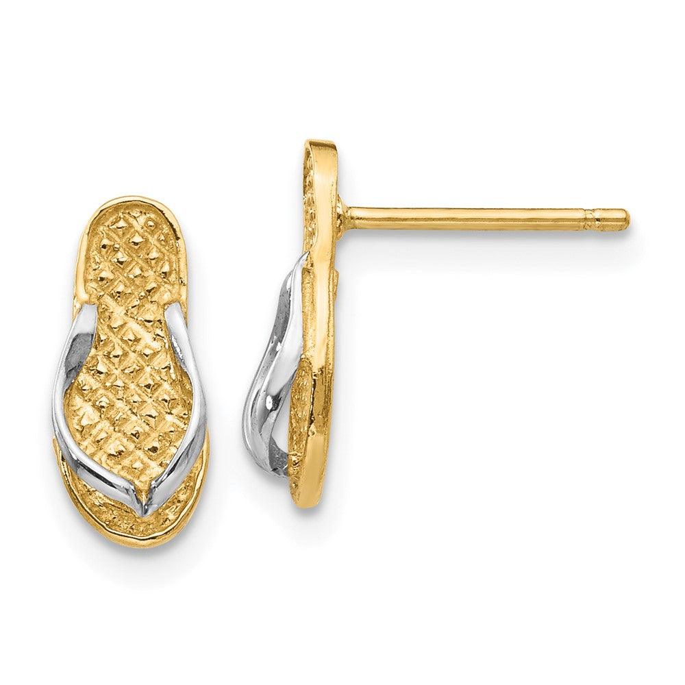 14k Yellow & Rhodium 5 mm Flip Flop Earrings (1.38 grams)