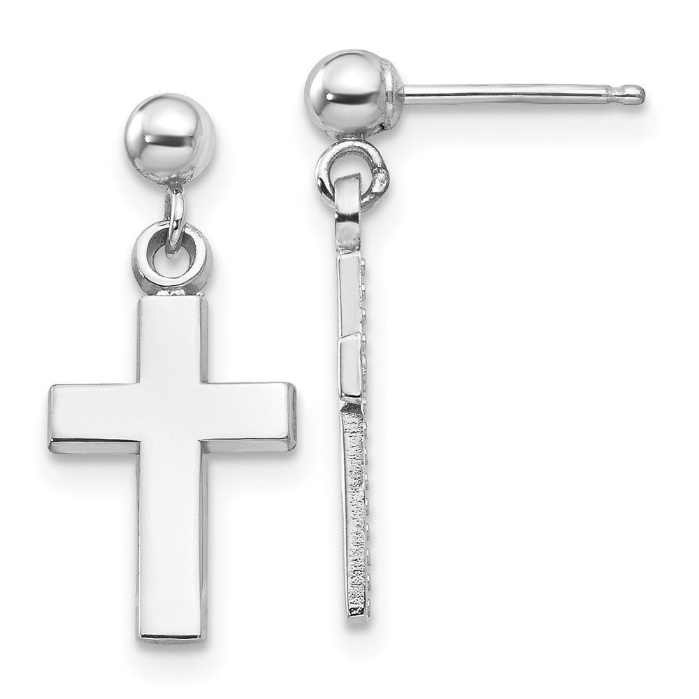 14k White Gold 8 mm Polished Cross Earrings (1.09 grams)