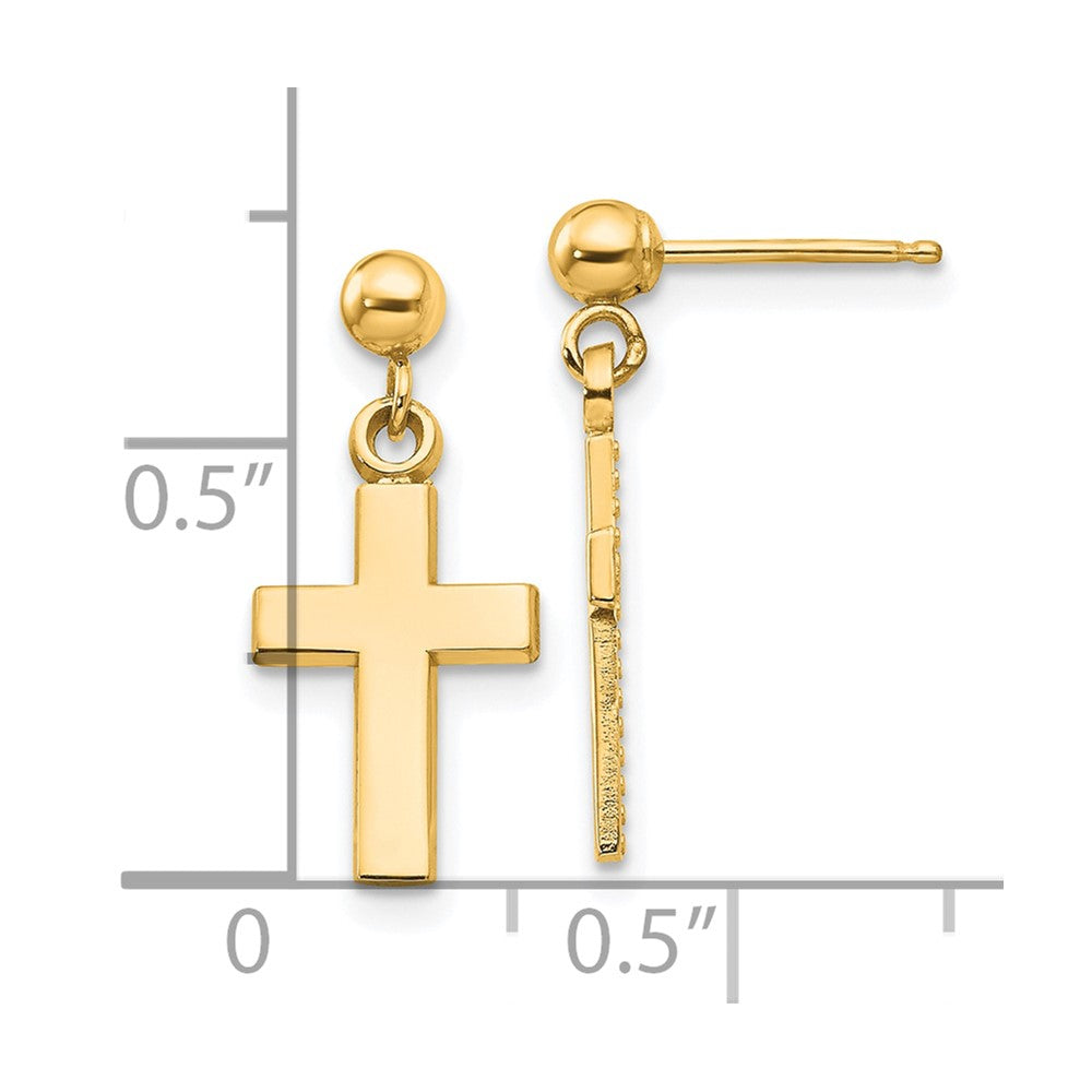 14k Yellow Gold 8 mm Polished Cross Earrings (1.07 grams)