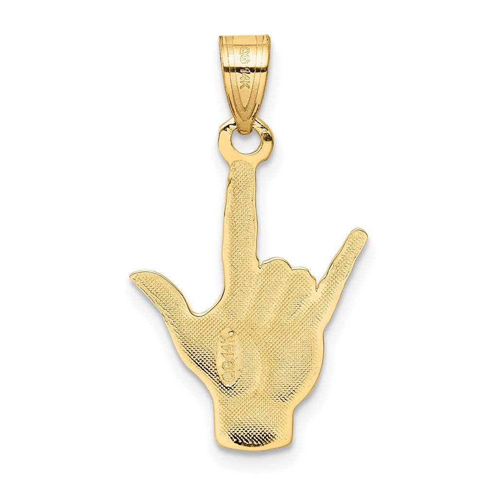 14k Yellow Gold 15 mm Polished I Love You Hand/Sign Language Charm (1.04 grams)
