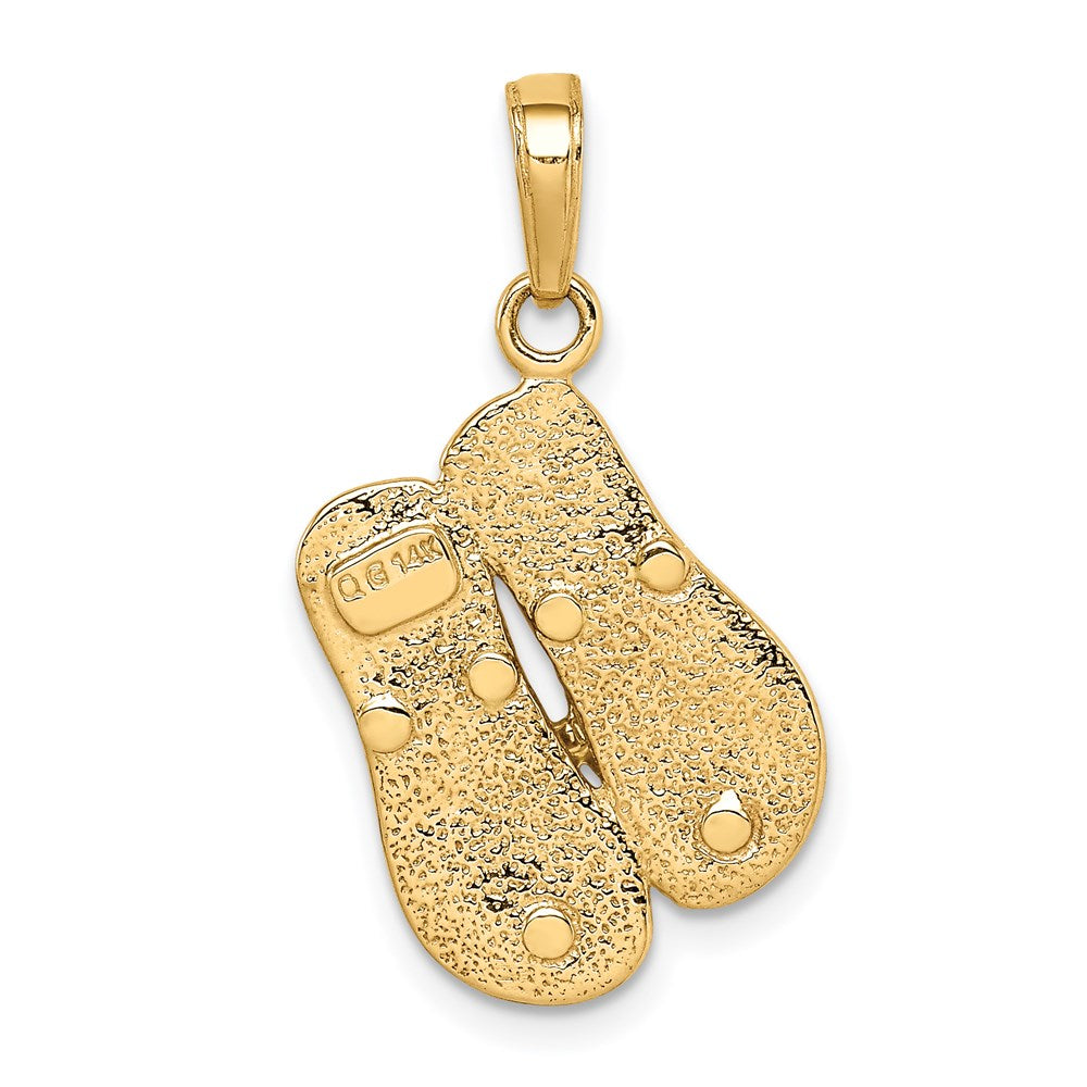 14k Yellow & Rhodium 17 mm Large Double Flip-Flop Pendant (2.26 grams)