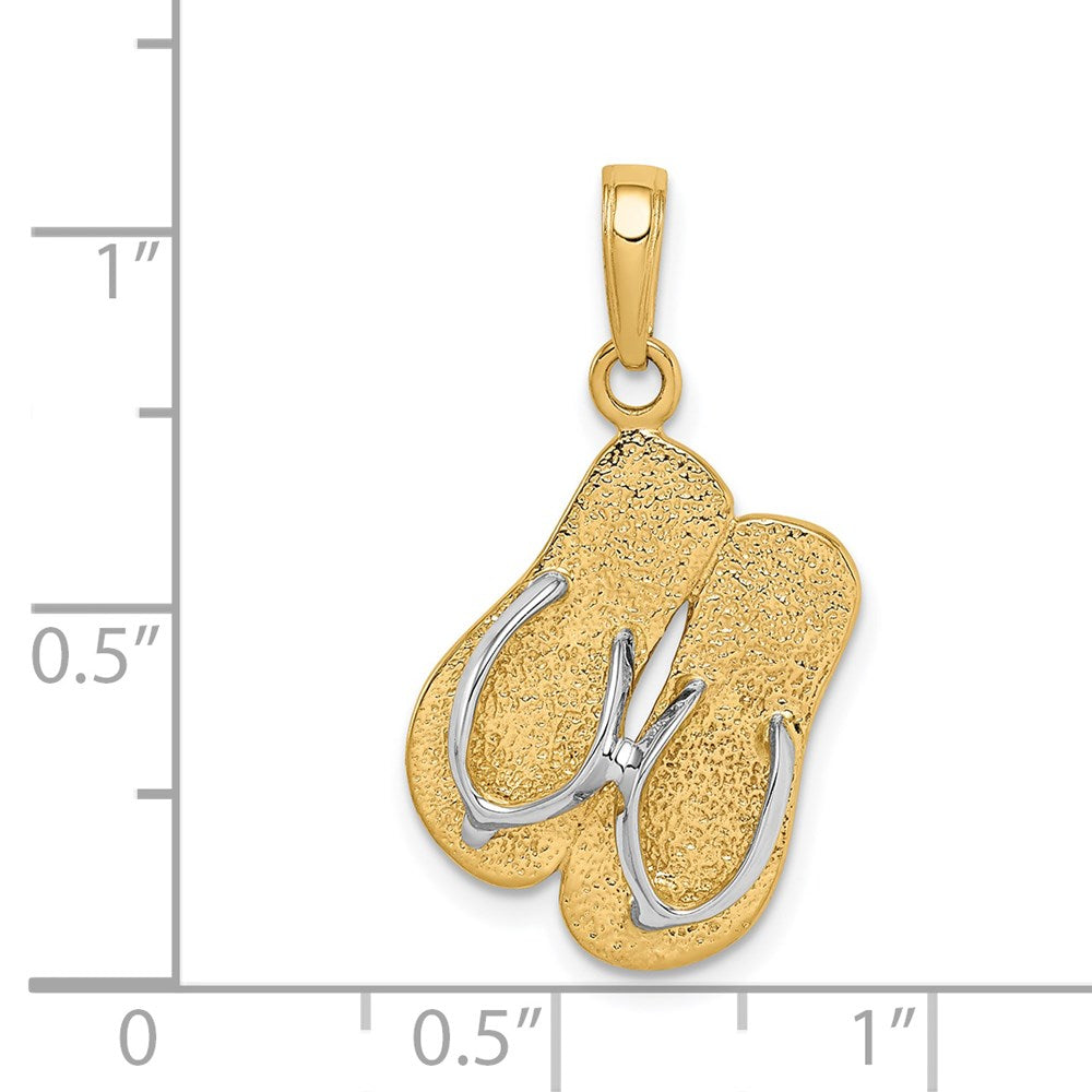 14k Yellow & Rhodium 17 mm Large Double Flip-Flop Pendant (2.26 grams)