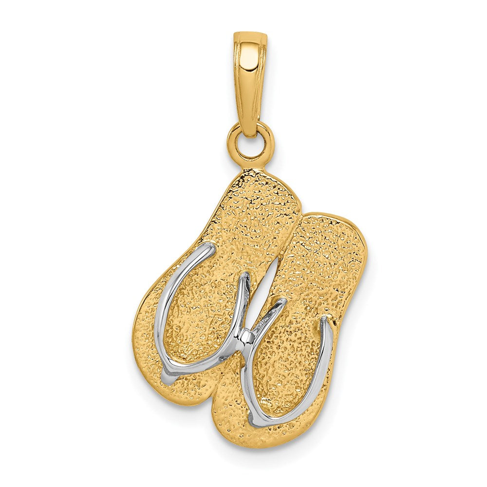 14k Yellow & Rhodium 17 mm Large Double Flip-Flop Pendant (2.26 grams)
