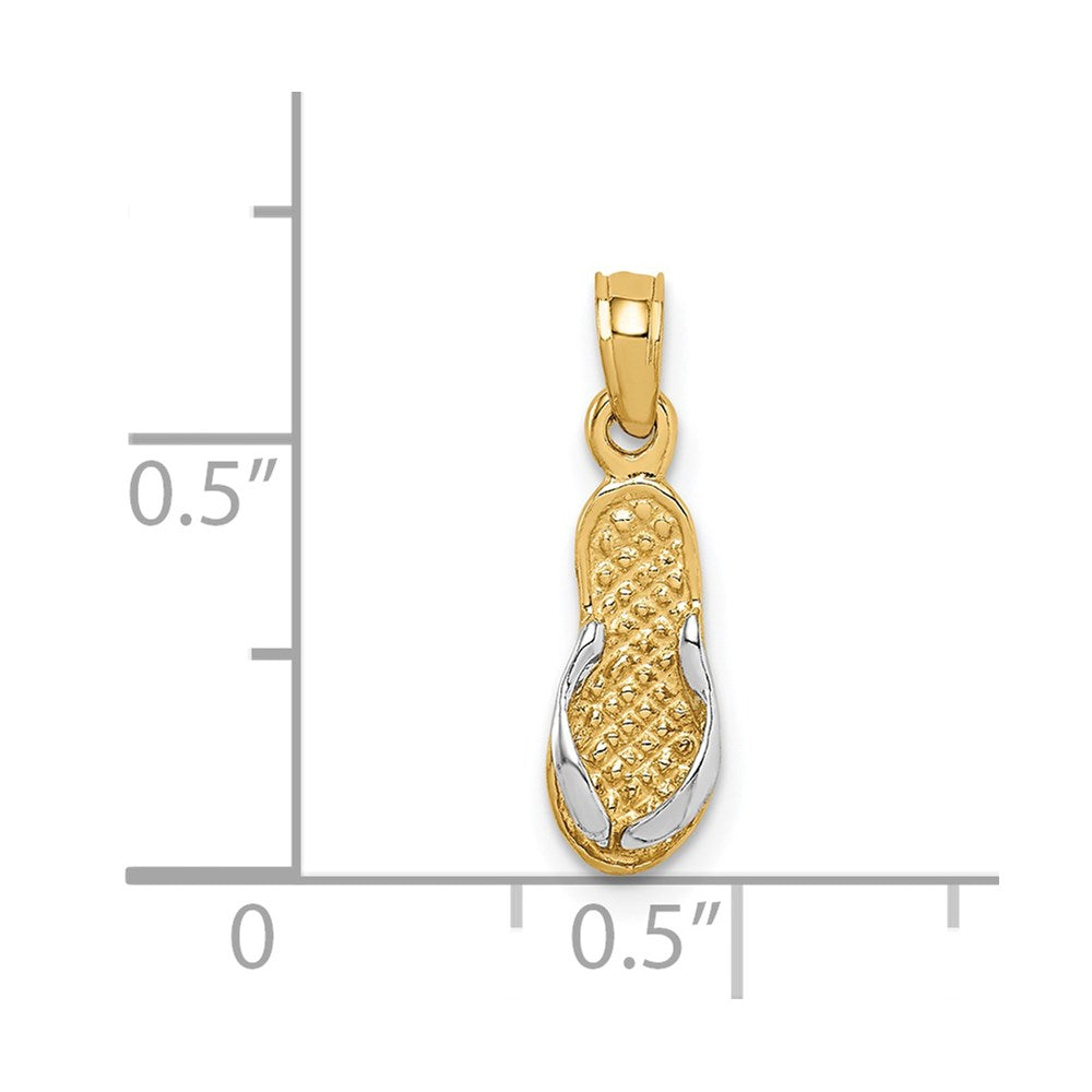 14k Yellow & Rhodium 5 mm Single Flip-Flop Pendant (0.68 grams)