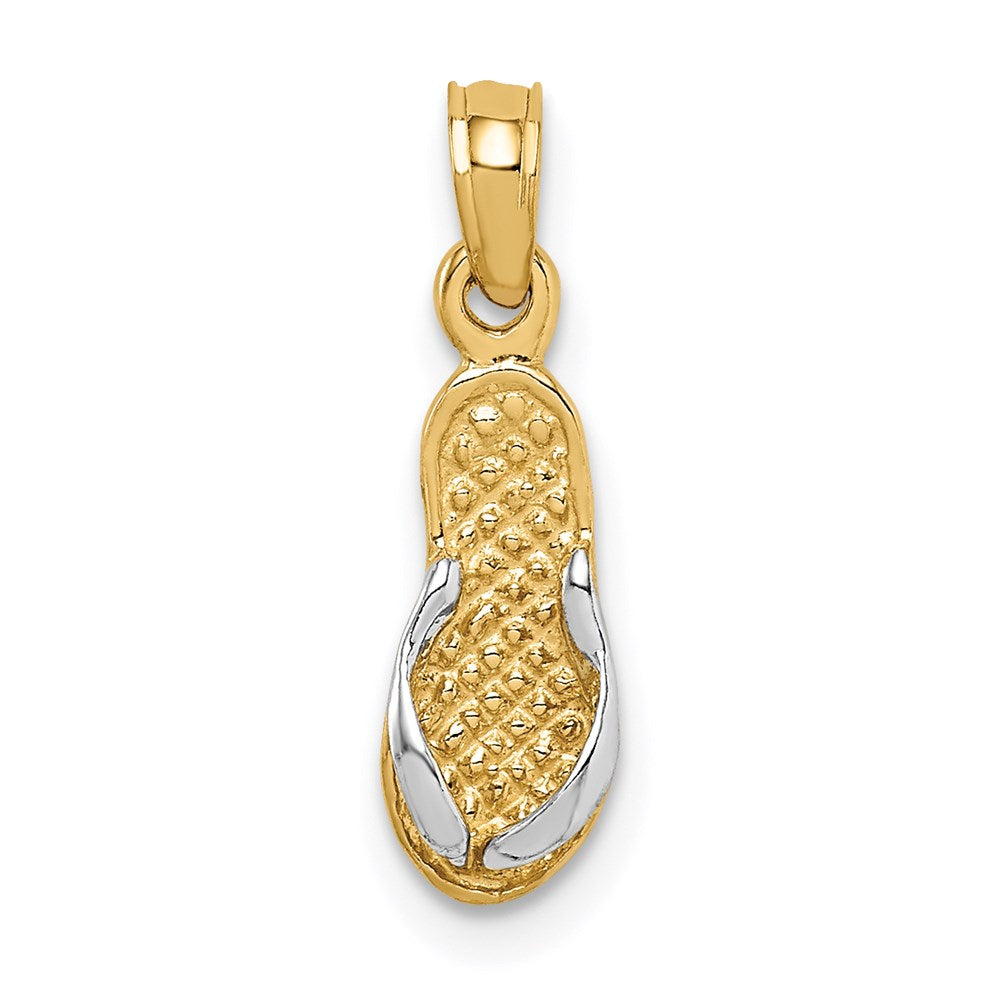 14k Yellow & Rhodium 5 mm Single Flip-Flop Pendant (0.68 grams)