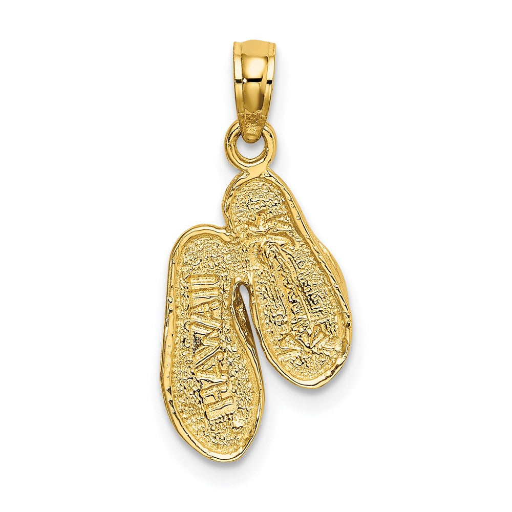 14k Yellow & Rhodium 10 mm 3D HAWAII Double Flip-Flop Pendant (1.17 grams)